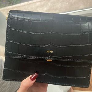 JW PEI Women's Mini Flap Crossbody - Black Croc